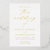 White and Gold Modern Elegance Photo Wedding Folie Uitnodiging (Voorkant)