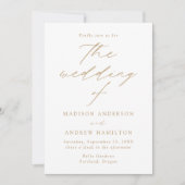 White and Gold Modern Elegance Photo Wedding Kaart (Voorkant)