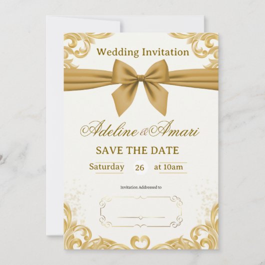 White and Gold Modern Elegant Wedding Celebration  Kaart (Voorkant)