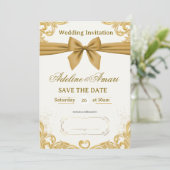 White and Gold Modern Elegant Wedding Celebration  Kaart (Staand voorkant)