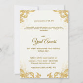 White and Gold Modern Elegant Wedding Celebration  Kaart (Achterkant)