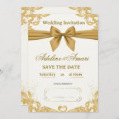 White and Gold Modern Elegant Wedding Celebration  Kaart (Voorkant / Achterkant)