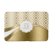 White and Gold Modern Geometric Pattern Badmat (Voorkant)