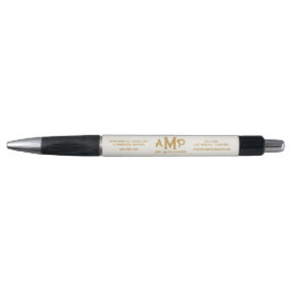 White and Gold Monogram Business Logo Pen