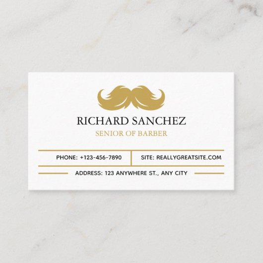 White and Gold Morden Berber Shop  Visitekaartje (Voorkant)