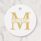 White and Gold Personalized Monogram and Name Bedankjes Labels (Voorkant)