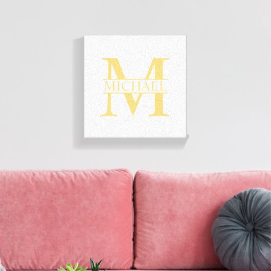 White and Gold Personalized Monogram and Name Canvas Afdruk (Insitu (Woonkamer))