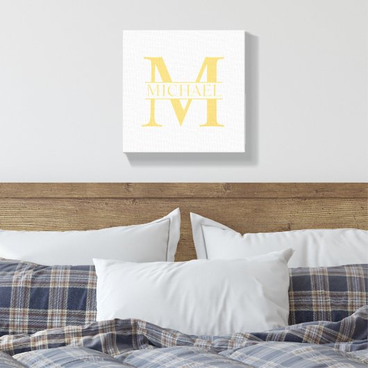 White and Gold Personalized Monogram and Name Canvas Afdruk (Insitu (Slaapkamer))