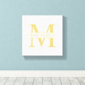 White and Gold Personalized Monogram and Name Canvas Afdruk (Insitu (Houten vloer))
