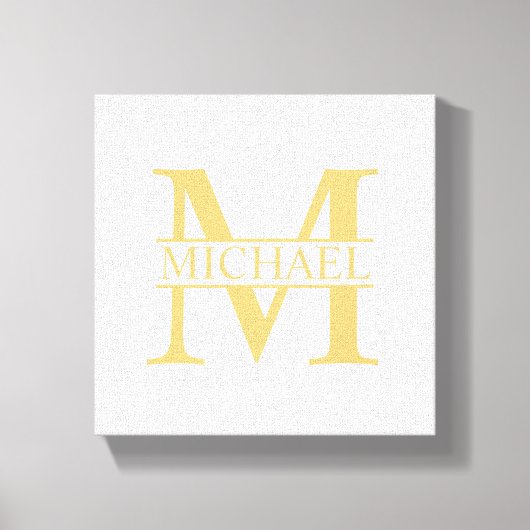 White and Gold Personalized Monogram and Name Canvas Afdruk (Voorkant)