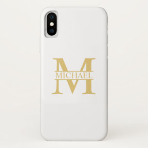 White and Gold Personalized Monogram and Name Case-Mate iPhone Case