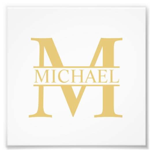 White and Gold Personalized Monogram and Name Foto Afdruk (Voorkant)