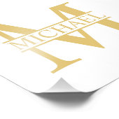 White and Gold Personalized Monogram and Name Foto Afdruk (Hoek)