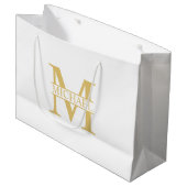 White and Gold Personalized Monogram and Name Groot Cadeauzakje (Voorkant Gekanteld)