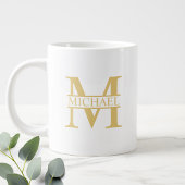 White and Gold Personalized Monogram and Name Grote Koffiekop