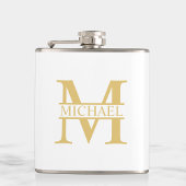 White and Gold Personalized Monogram and Name Heupfles