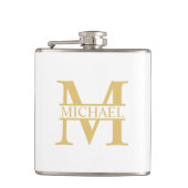 White and Gold Personalized Monogram and Name Heupfles (Voorkant)