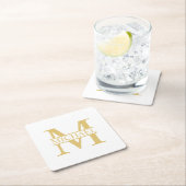White and Gold Personalized Monogram and Name Kartonnen Onderzetters (Insitu)