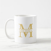 White and Gold Personalized Monogram and Name Koffiemok (Links)