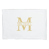 White and Gold Personalized Monogram and Name Kussensloop (Voorkant)