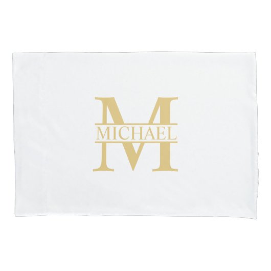 White and Gold Personalized Monogram and Name Kussensloop (Voorkant)