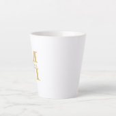 White and Gold Personalized Monogram and Name Latte Mok (Voorkant)