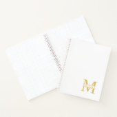 White and Gold Personalized Monogram and Name Notitieboek (Binnen)