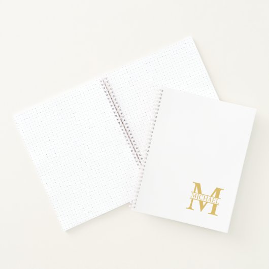 White and Gold Personalized Monogram and Name Notitieboek (Binnen)