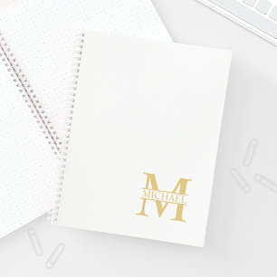 White and Gold Personalized Monogram and Name Notitieboek