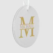 White and Gold Personalized Monogram and Name Ornament (voorkant)