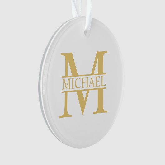 White and Gold Personalized Monogram and Name Ornament (voorkant)