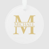 White and Gold Personalized Monogram and Name Ornament (achterkant)