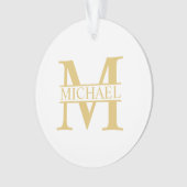 White and Gold Personalized Monogram and Name Ornament (voorkant)