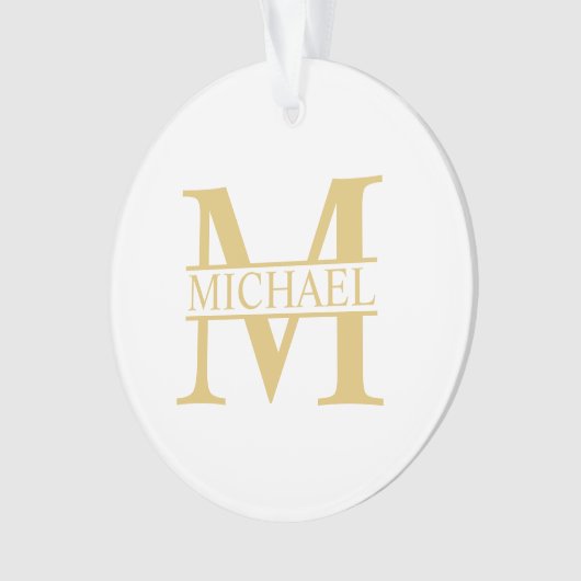 White and Gold Personalized Monogram and Name Ornament (voorkant)