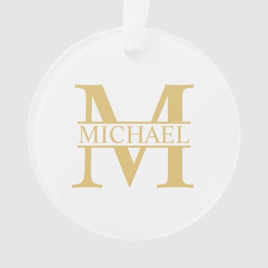 White and Gold Personalized Monogram and Name Ornament (voorkant)
