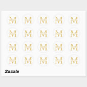 White and Gold Personalized Monogram and Name Ronde Sticker (Vel)
