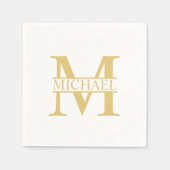 White and Gold Personalized Monogram and Name Servet (Voorkant)