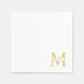 White and Gold Personalized Monogram and Name Servet (Voorkant)