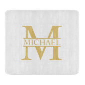 White and Gold Personalized Monogram and Name Snijplank (Voorkant)