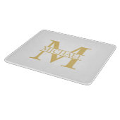 White and Gold Personalized Monogram and Name Snijplank (Hoek)