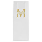 White and Gold Personalized Monogram and Name Wijn Cadeautas (Voorkant)