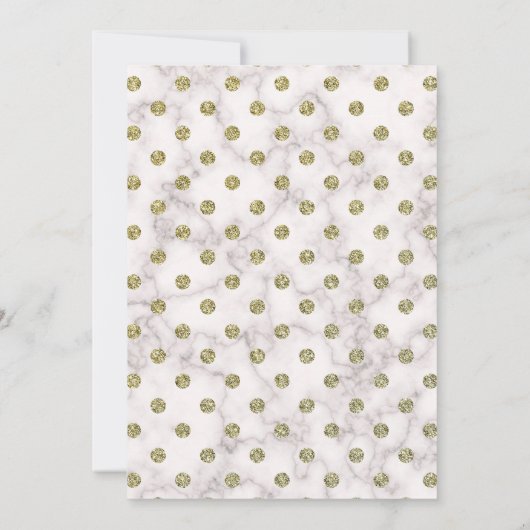 White and Gold Polka Dot Trunk Party Invite Kaart (Achterkant)