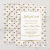 White and Gold Polka Dot Trunk Party Invite Kaart (Voorkant / Achterkant)