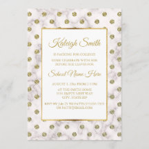 White and Gold Polka Dot Trunk Party Invite