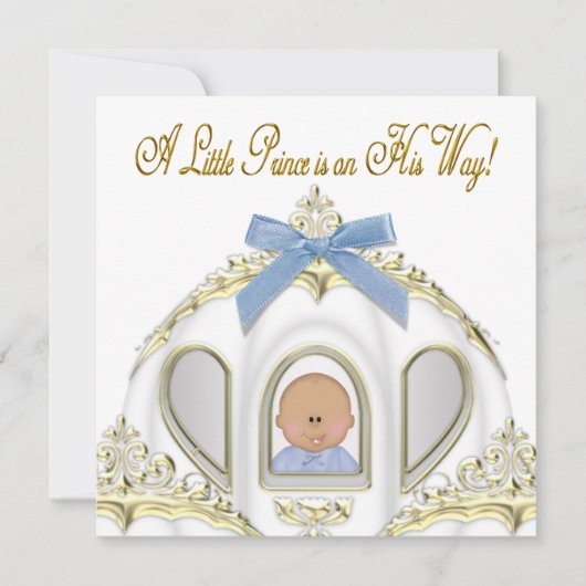 White and Gold Prince Afro-Amerikaans Baby shower Kaart (Voorkant)