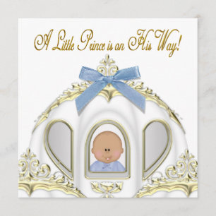 White and Gold Prince Afro-Amerikaans Baby shower Kaart