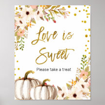 White and Gold pumpkin Love is Sweet Sign