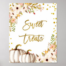 White and Gold pumpkin Sweet Treebord Poster