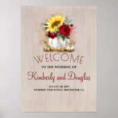 White and Gold Pumpkins Fall Wedding Welcome Sign Poster (Voorkant)