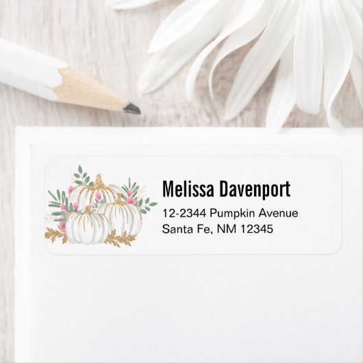 White and Gold Pumpkins Watercolor Etiket (Insitu)